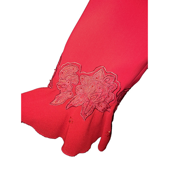 New John Meyer Jacket Plus Sz 22W Red Beaded Embroidered Lined Polyester Blazer - Picture 4 of 13